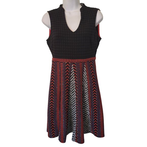 Anthropologie Maeve 4P Sleeveless Fit Flare Dress Chevron Skirt CAROLINA - Picture 2 of 8